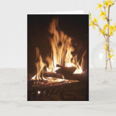 "Kerstkaart 'Holiday Fireplace'" Kaart (Gele Bloem)