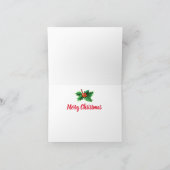 Kerstkaart Holly en berries PEACE-ontwerp Feestdagen Kaart (Binnen)