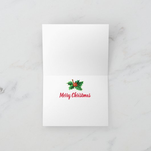 Kerstkaart Holly en berries PEACE-ontwerp Feestdagen Kaart (Binnen)