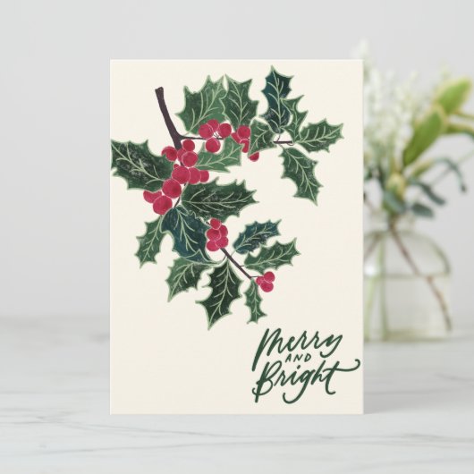 Kerstkaart Holly Tree Kaart (Staand voorkant)