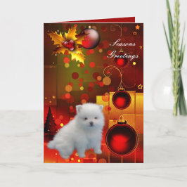 Kerstkaart Hond Puppy Pomeranian Feestdagen Kaart