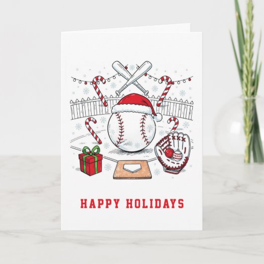 Kerstkaart honkbal feestdagen kaart (Voorkant)