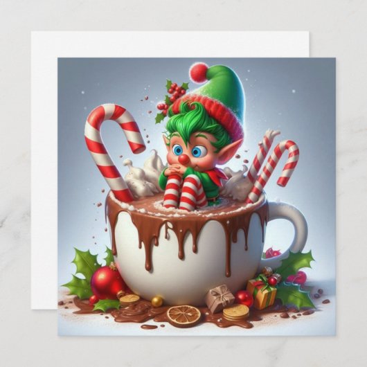 Kerstkaart Hot coco Flat (Voorkant / Achterkant)