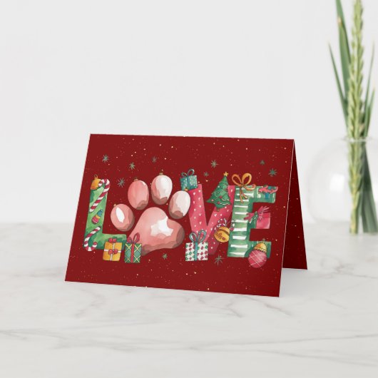 Kerstkaart Huisdier Poot Liefde Ontwerp (Voorkant)