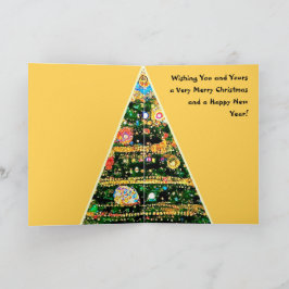 Kerstkaart in de stijl van Gustav Klimt met boomli Kaart