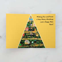 Kerstkaart in de stijl van Gustav Klimt met boomli