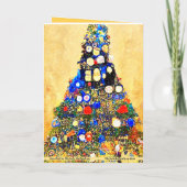 Kerstkaart in de stijl van Gustav Klimt met kerstb Kaart (Achterkant)
