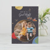 Kerstkaart 'In een baan om de aarde' (Staand voorkant)