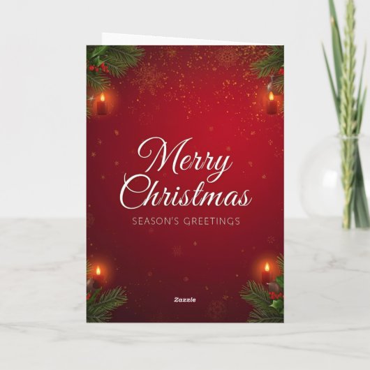 Kerstkaart in feestelijke rood en goud kaart (Achterkant)