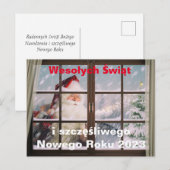 Kerstkaart in het Pools nieuwjaar Wesołych Świąt Briefkaart (Voorkant / Achterkant)