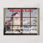 Kerstkaart in het Pools nieuwjaar Wesołych Świąt Briefkaart (Voorkant)