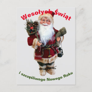 Kerstkaart in het Pools Wesołych Świąt Briefkaart
