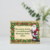 kerstkaart in het Pools Wesołych Świąt Briefkaart (Staand voorkant)