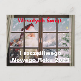 Kerstkaart in het Pools Wesołych Świąt Nieuwjaar Briefkaart