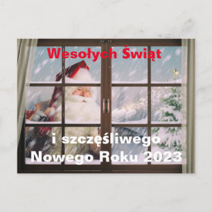 Kerstkaart in het Pools Wesołych Świąt Nieuwjaar Briefkaart