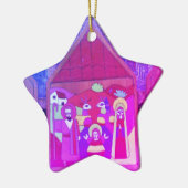 kerstkaart in Miami Paars Blue Keramisch Ornament (Links)