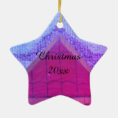 kerstkaart in Miami Paars Blue Keramisch Ornament (Achterkant)