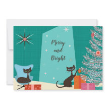 Kerstkaart in mid-century design stijl