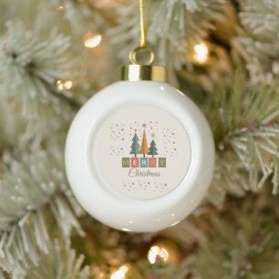 Kerstkaart in Mid-Century Modern-stijl Keramische Bal Ornament
