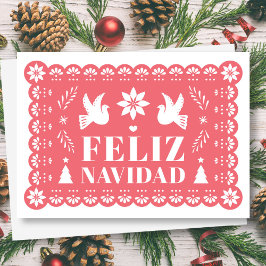 Kerstkaart in Papel Picado-stijl 'Feliz Navidad' Feestdagen Kaart
