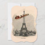 kerstkaart in Parijs<br><div class="desc">Een  kerstman en zijn slee vol speelgoed vliegen langs de Eiffeltoren van een antiek Frans briefkaart. De rug zegt Joyeux Noel! en is klaar om aan te passen met uw namen en een ander bericht van uw keuze. Overeenkomende design zijn beschikbaar in mijn Zazzle winkel.</div>