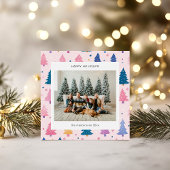 Kerstkaart in pastelkleur in cartoonstijl