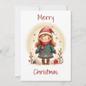 Kerstkaart in Scandinavische volkskunststijl (Voorkant)