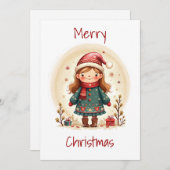 Kerstkaart in Scandinavische volkskunststijl (Voorkant / Achterkant)