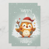 Kerstkaart in Scandinavische volkskunststijl (Voorkant / Achterkant)