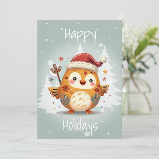 Kerstkaart in Scandinavische volkskunststijl (Staand voorkant)