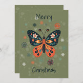 Kerstkaart in Scandinavische volkskunststijl (Voorkant / Achterkant)