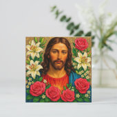 Kerstkaart Jezus. (Staand voorkant)