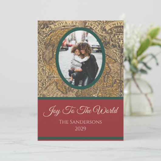  kerstkaart - Joy aan de Wereldfoto (Staand voorkant)