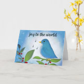 Kerstkaart 'Joy to the World Bluebird' Kaart (Gele Bloem)