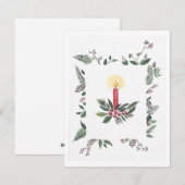 Kerstkaart kaars krans vierkant (Voorkant / Achterkant)