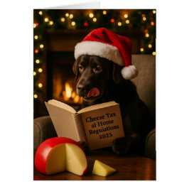 Kerstkaart 'Kaasbelasting' met bruine labrador
