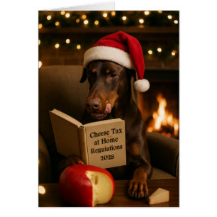 Kerstkaart 'Kaasbelasting' met Dobermann