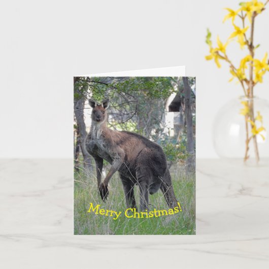 Kerstkaart - Kangoeroe Kaart (Gele Bloem)