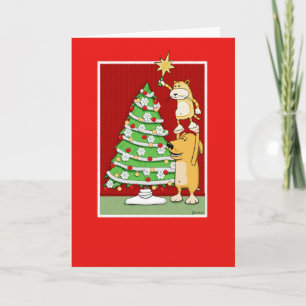 Kerstkaart: kat en hond feestdagen kaart