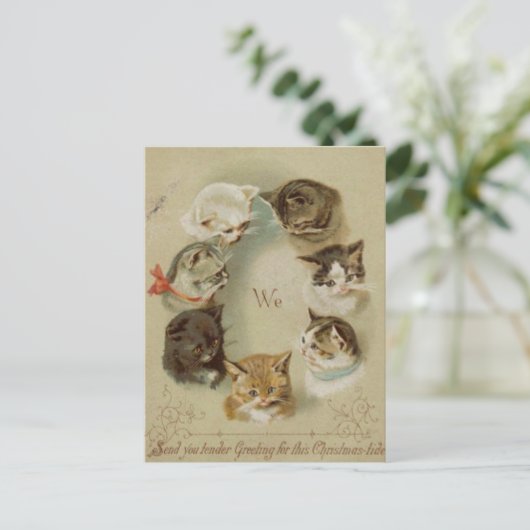 Kerstkaart Katten Briefkaart (Staand voorkant)
