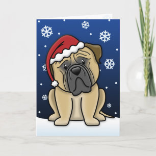 Kerstkaart Kawaii Bullmastiff Feestdagen Kaart
