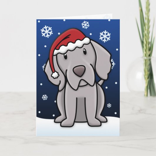 Kerstkaart Kawaii Weimaraner Feestdagen Kaart (Voorkant)