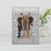 Kerstkaart Kerst foto jaar witte script (Staand voorkant)