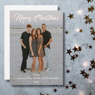 Kerstkaart Kerst foto jaar witte script