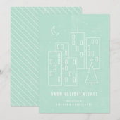 Kerstkaart 'Kerst in de stad' - Mint (Voorkant / Achterkant)