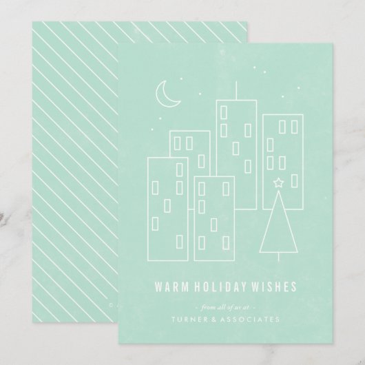 Kerstkaart 'Kerst in de stad' - Mint (Voorkant / Achterkant)