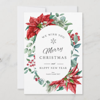 Kerstkaart Kerst poinsettia frame