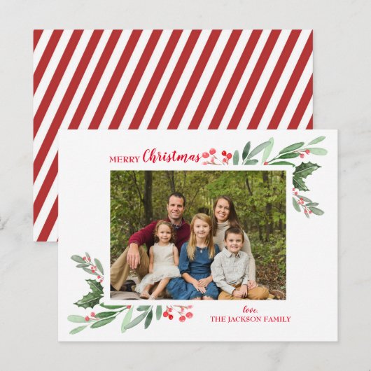 Kerstkaart, Kerst wenskaart Feestdagenkaart (Voorkant / Achterkant)