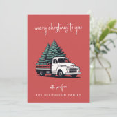 Kerstkaart | Kerstboom Bezorg Truck (Staand voorkant)