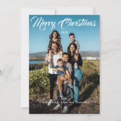 Kerstkaart kerstfoto jaar witte script (Voorkant)